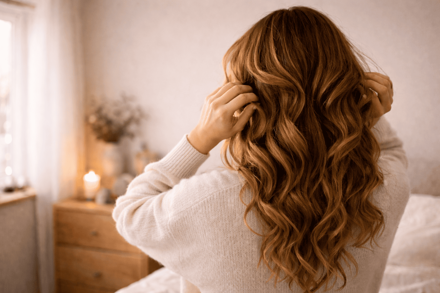 Locken ohne Hitze mit Haargummi: Sanfte Wellen über Nacht